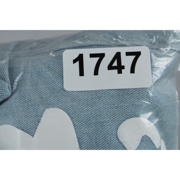 Manfinity Blue Denim Overalls White Lettering Mens XL Painted Graphic Light Wash - Picture 16 of 16